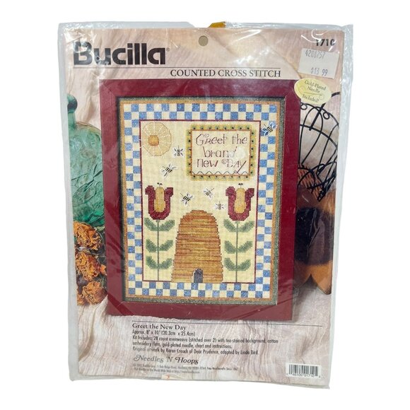 Bucilla Counted Cross Stitch Kit 1710 Greet The Brand New Day 1997 NEW SEALED - Picture 2 of 3